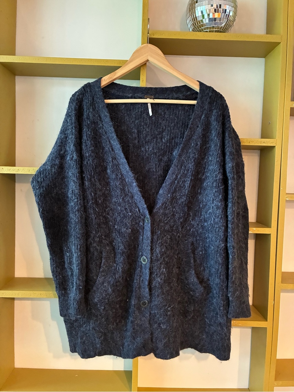 Free People Charcoal Oversized Button Cardigan